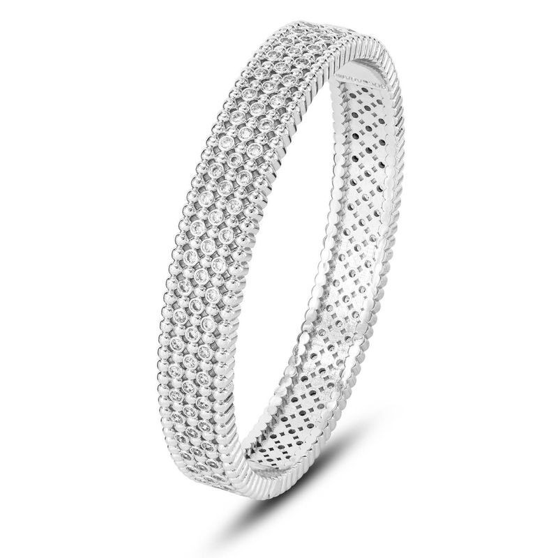 Bracciale rigido con texture sferica e zirconi incastonati Mod.XB1050 [8bad1722]