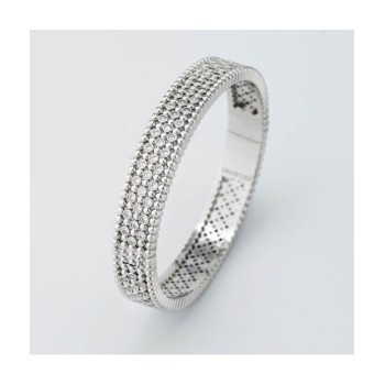 Bracciale rigido con texture sferica e zirconi incastonati Mod.XB1050 [e596952b]