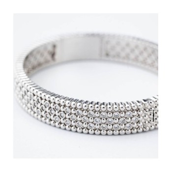 Bracciale rigido con texture sferica e zirconi incastonati Mod.XB1050 [e0c6d235]