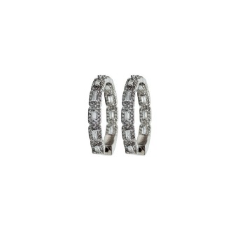 orecchini cerchi in argento con baguette mod. itaargor1875 [5d93cba3]