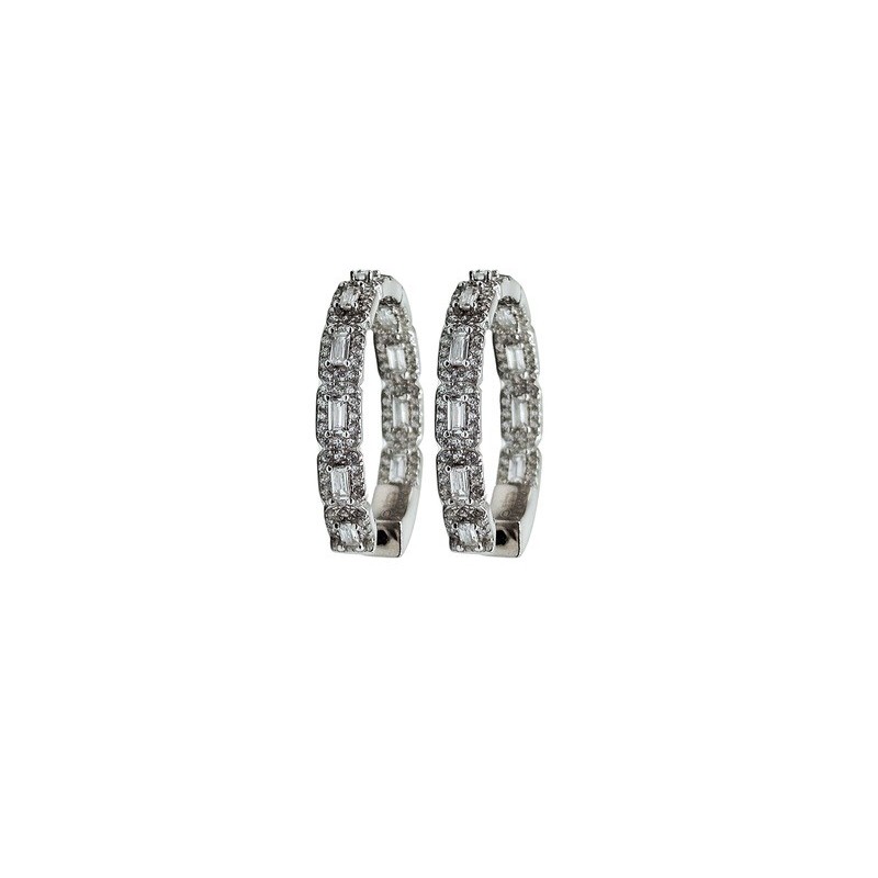 orecchini cerchi in argento con baguette mod. itaargor1875 [5d93cba3]