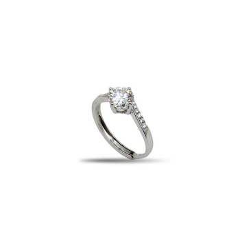 ANELLO SOLITARIO IN ARGENTO 925 E MOISSANITE 0,6 KT REGOLABILE MOD. 79019 [f5c765f0]
