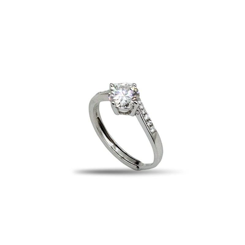 ANELLO SOLITARIO IN ARGENTO 925 E MOISSANITE 0,6 KT REGOLABILE MOD. 79019 [f5c765f0]