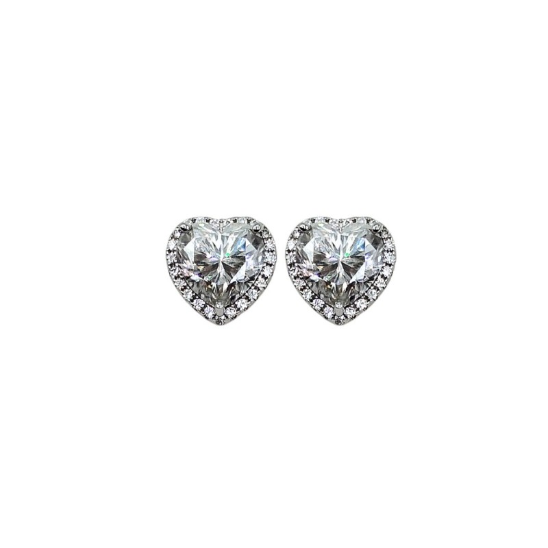 ORECCHINI CUORE IN ARGENTO 925 E MOISSANITE  4,0 KT MOD. 79347 [fa36fc81]
