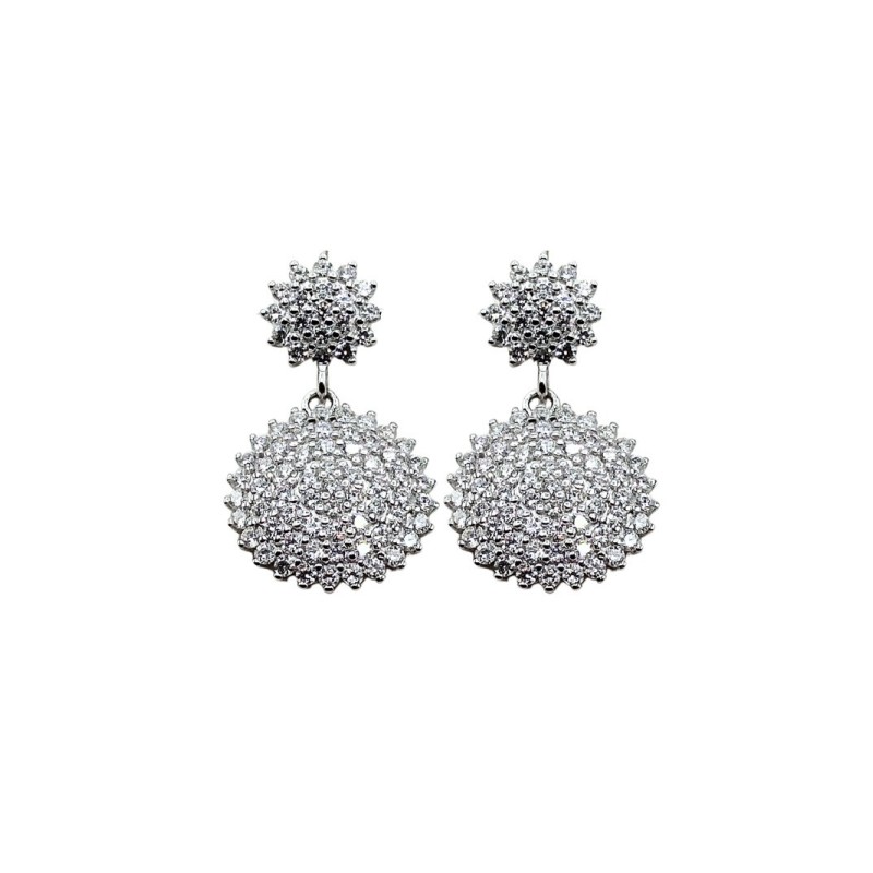 ORECCHINI IN ARGENTO 925 E MOISSANITE PENDENTE TONDO PAVE 1,46 KT mod. 79364 [aaeb8f3f]