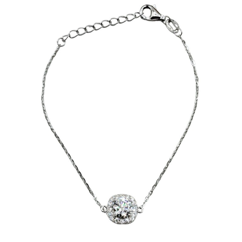BRACCIALE IN ARGENTO 925 E MOISSANITE CENTRALE QUADRATO 1,0 KT MOD. 79378 [39a745ea]