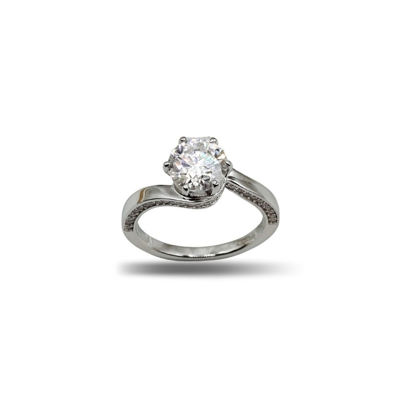 ANELLO SOLITARIO IN ARGENTO 925 E MOISSANITE 1,5 KT MOD. 79394 [bd50466e]