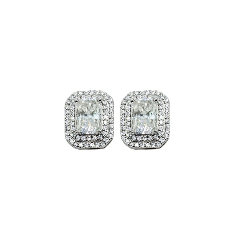 ORECCHINI IN ARGENTO 925 E MOISSANITE RETTANGOLO 2,0 KT mod. 79396 [c5d456d9]