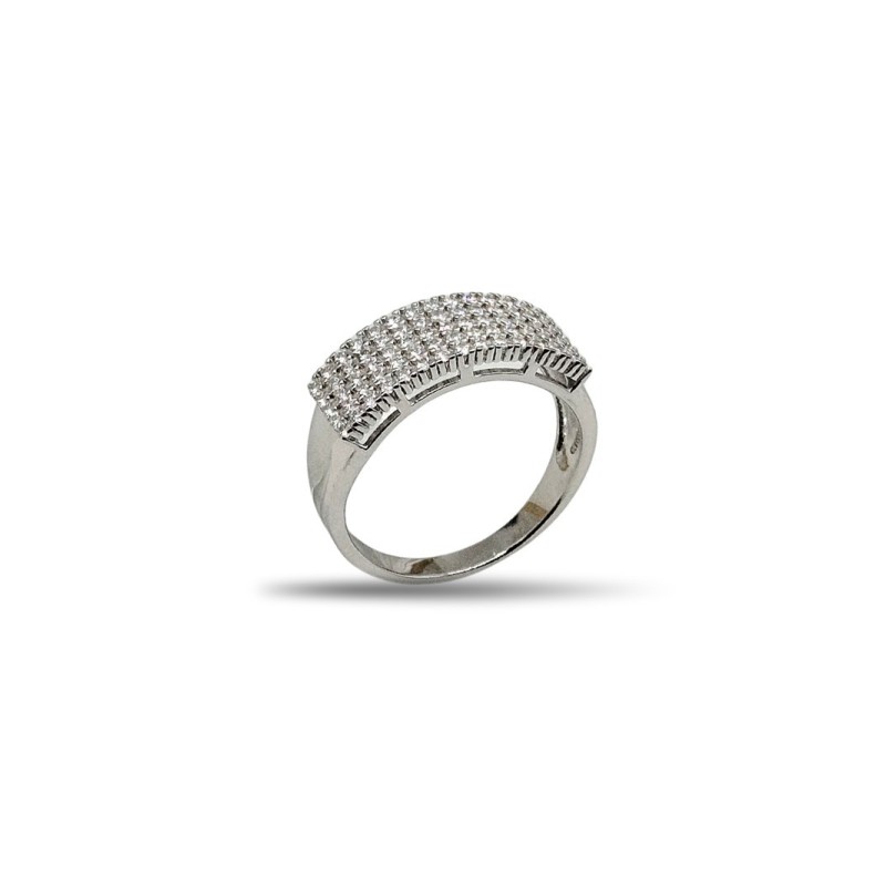 ANELLO 1/2 FASCIA PAVE IN ARGENTO 925 E MOISSANITE 0,68 KT MOD. 79402 [5c7fa5f6]