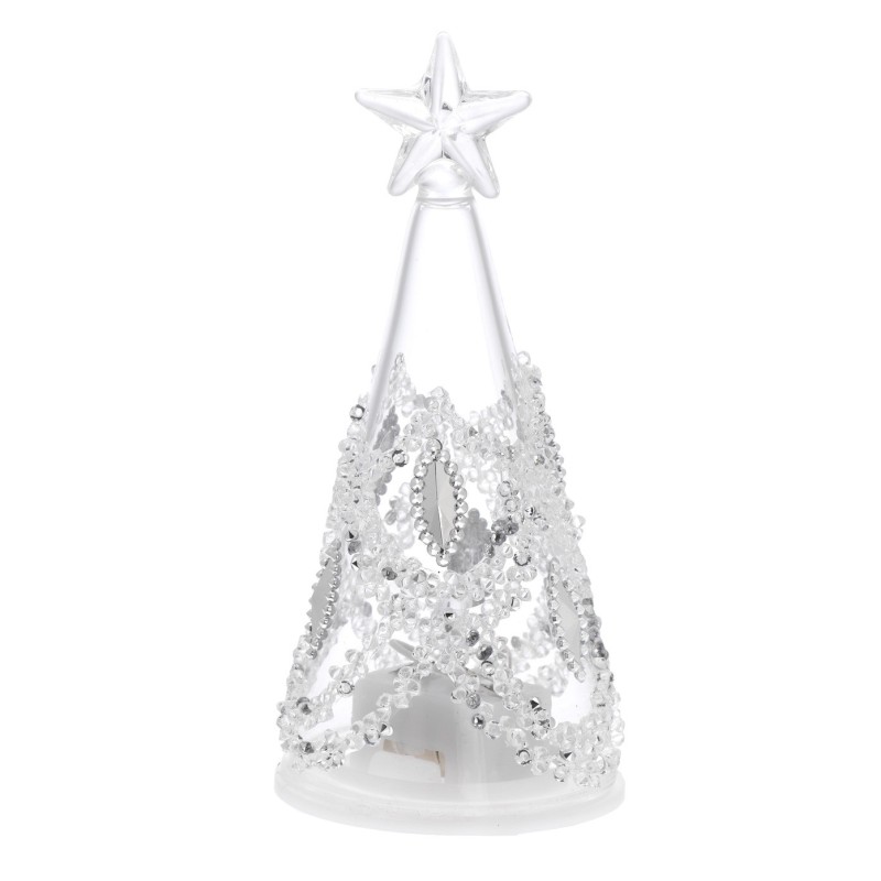 Alberello in Vetroh. 9,5 C/Led Argento Mod.8510-05 [38a32685]