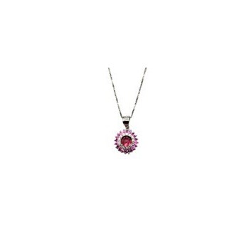 collana con tondo in argento 925 e zirconi mod. p3867 [159b83f4]