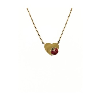 collana in acciaio con cuore e coccinella mod. pdd00257c [12d46cf1]