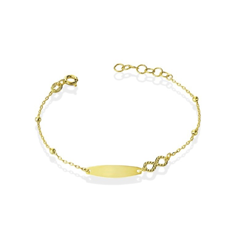 BRACCIALE IN ORO 9KT CON TARGA E INFINITO MOD. 1179 [73da8add]