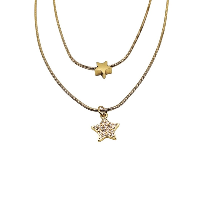 Collana in acciaio 316L  anallergico composta da 2 fili Mod.CLD00312 [a12e2425]