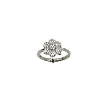 ANELLO IN ARGENTO CON FIORE E ZIRCONI MOD. 66757 [458733f0]