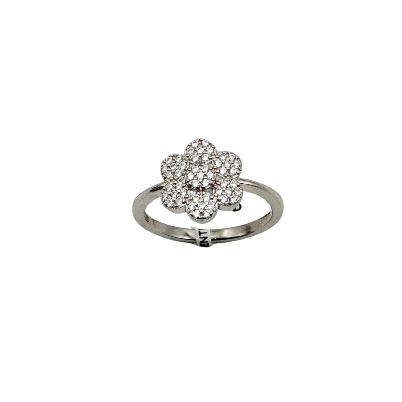 ANELLO IN ARGENTO CON FIORE E ZIRCONI MOD. 66757 [458733f0]