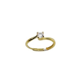 ANELLO SOLITARIO CON ZIRCONE IN ARG. DORATO REGOLABILE MOD. R1481GD [9cda4efd]