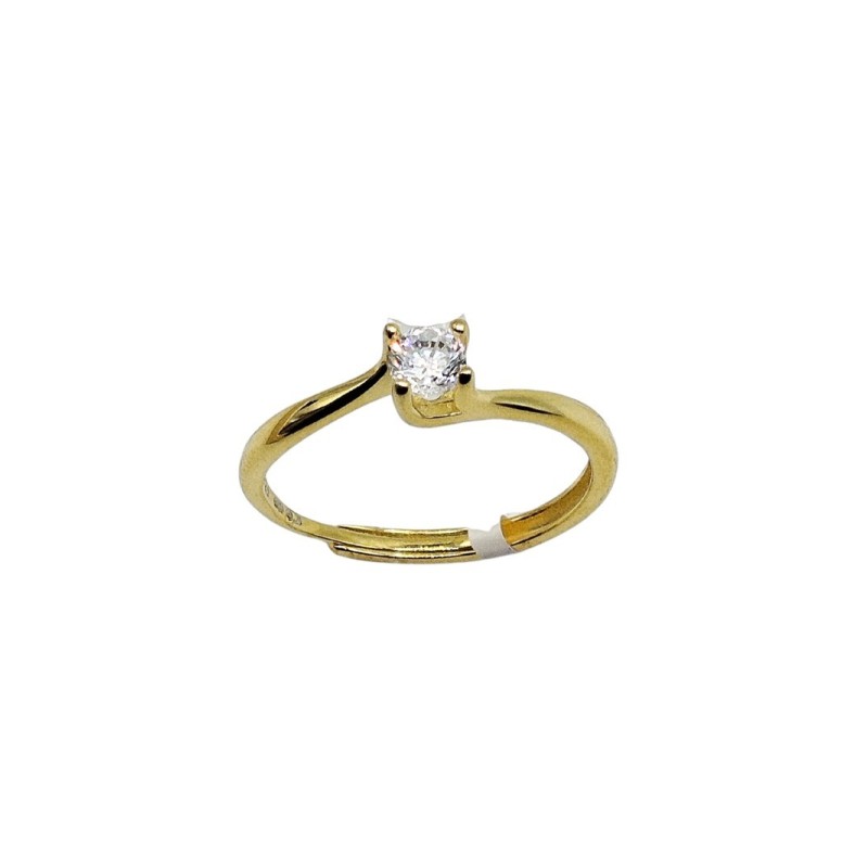 ANELLO SOLITARIO CON ZIRCONE IN ARG. DORATO REGOLABILE MOD. R1481GD [9cda4efd]