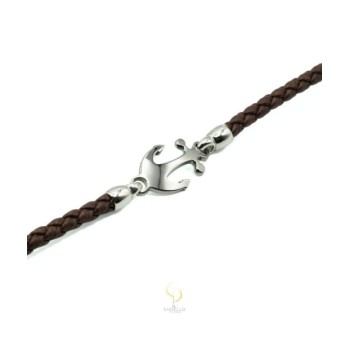 bracciale in pelle e argento mod. albr159 [bc8ba354]