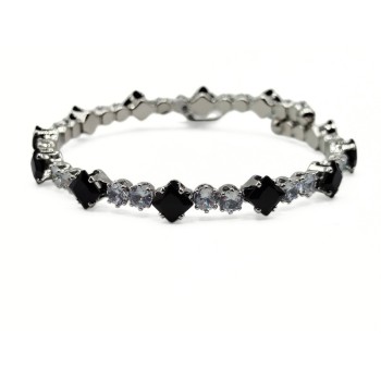 BR. ELASTICO ACCIAIO CON ZIRCONI A GIRO MOD. BRD00497 [64cbe479]