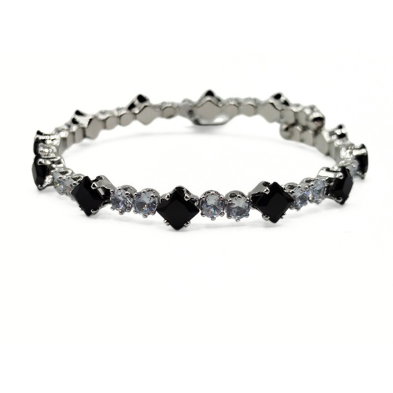 BR. ELASTICO ACCIAIO CON ZIRCONI A GIRO MOD. BRD00497 [64cbe479]