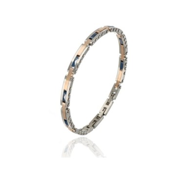 bracciale in acciaio con piastre rosa e blu mod. itabr6657 [8add7d2b]