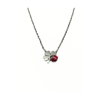 collana in acciaio con quadrifoglio e coccinella mod. pdd00257q [8f497bb8]