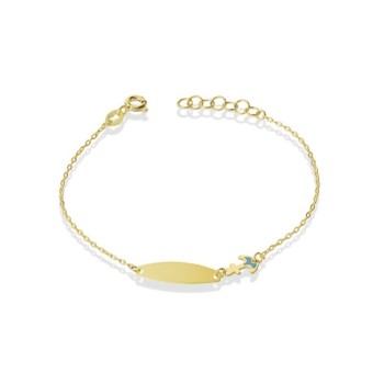 BRACCIALE IN ORO 9KT CON TARGA E ANCORA MOD. 1182 [a32d4e34]