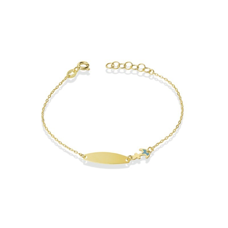 BRACCIALE IN ORO 9KT CON TARGA E ANCORA MOD. 1182 [a32d4e34]