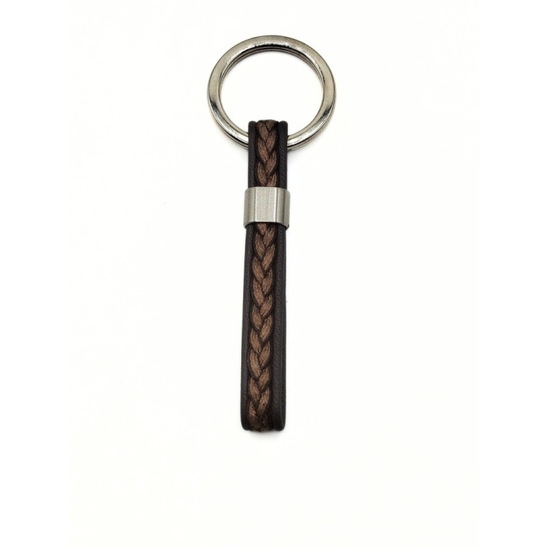 p.chiave intrecciato in pelle e acciaio mod. PCH00453 [f564efa3]