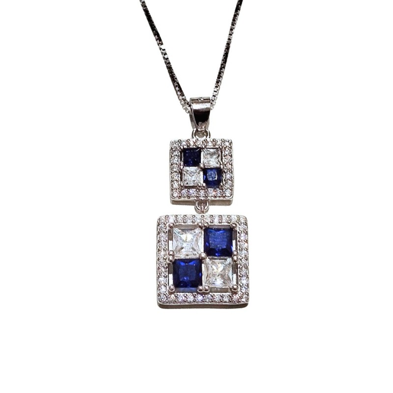 PD. QUADRATO CON ZIRCONI COLORATI IN ARGENTO MOD. P3960 [cd93d860]
