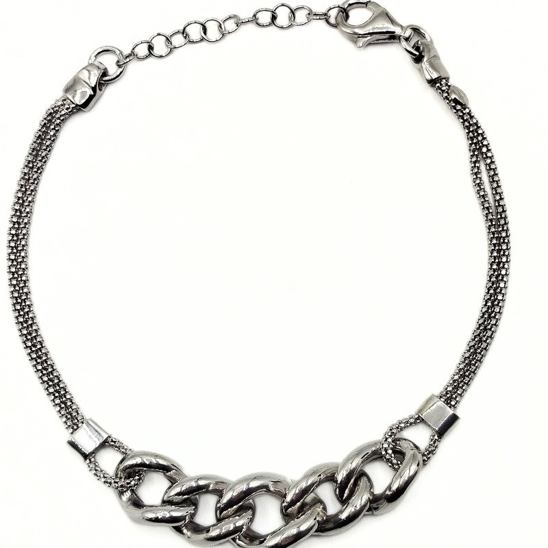 BR. IN ARGENTO 2 FILI FOPE E INTRECCIO CENTRALE MOD. SSBR014 [a6695c82]