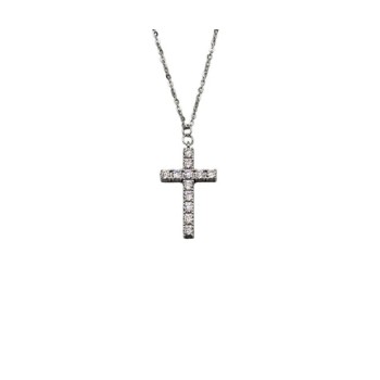 CL. CROCE IN ARGENTO E MOISSANITE  0,72 KT MOD. 78918 [810671e2]