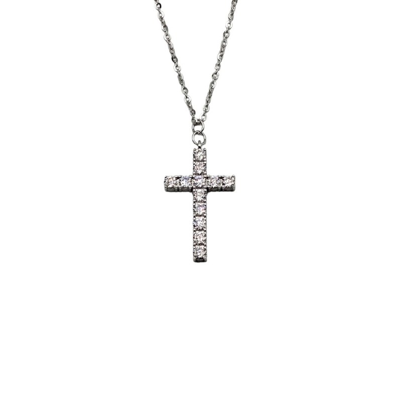 CL. CROCE IN ARGENTO E MOISSANITE  0,72 KT MOD. 78918 [810671e2]