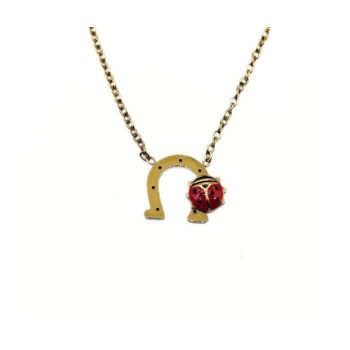collana in acciaio con ferro di cavallo e coccinella mod. pdd00257f [f07b4ac4]