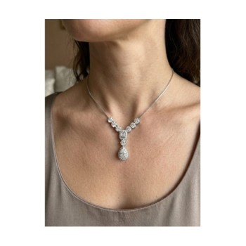 COLLANA IN ARGENTO 925 E MOISSANITE PENDENTE GOCCIA  0,5 KT mod. 79398 [332d44c0]