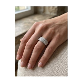 ANELLO 1/2 FASCIA PAVE IN ARGENTO 925 E MOISSANITE 0,68 KT MOD. 79402 [8009a1e5]