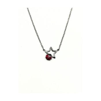 collana in acciaio con stella e coccinella mod. pdd00257s [1bf0380f]
