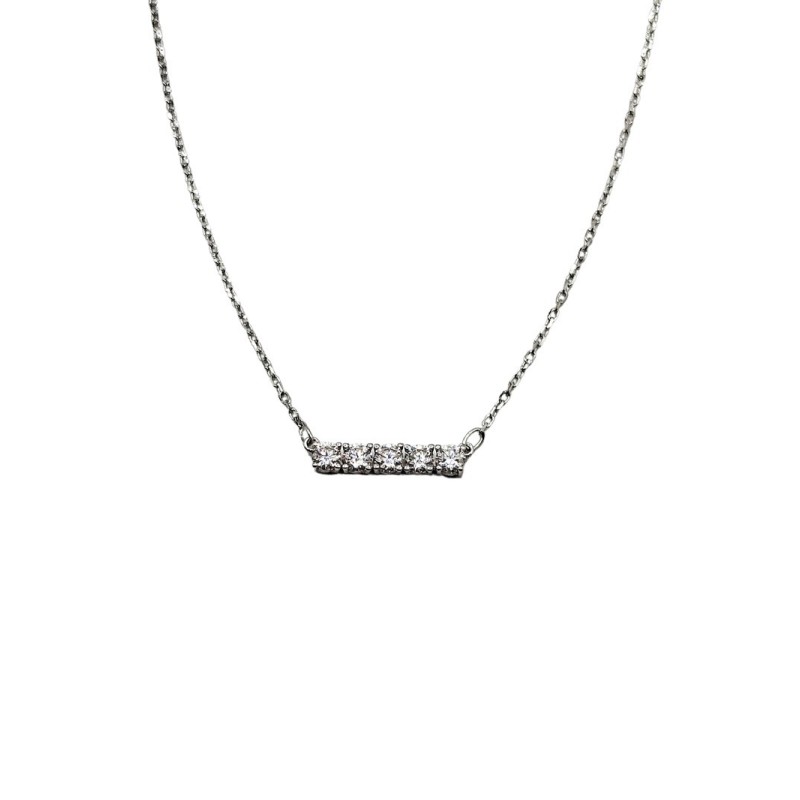 COLLANA CON FASCIA 5 PIETRE CENTRALE IN ARG. E MOISSANITE  0,50 KT MOD. 78197 [20babc51]