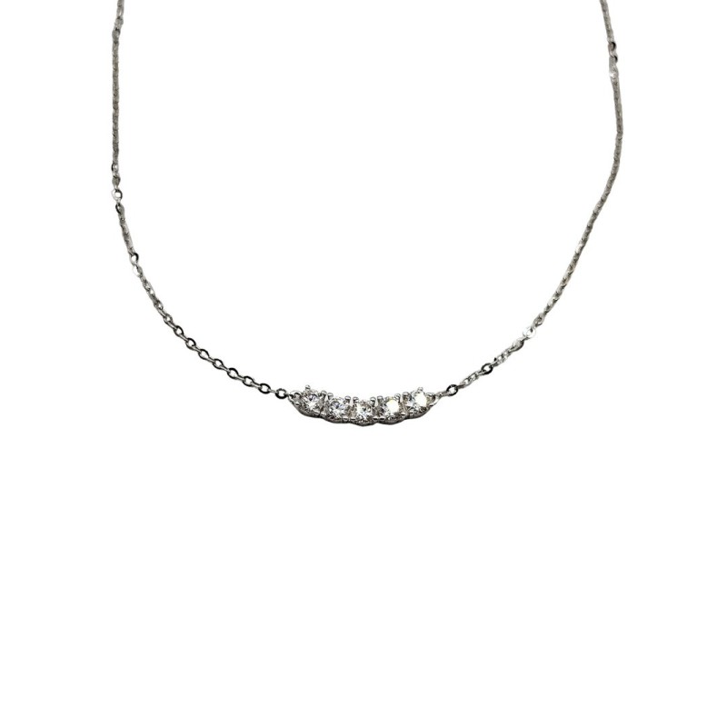 COLLANA CON FASCIA 5 PIETRE CENTRALE IN ARG. E MOISSANITE  0,50 KT MOD. 78216 [3a269972]