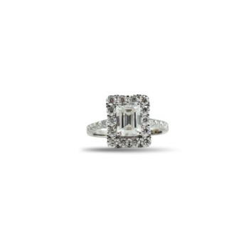 ANELLO TAGLIO SMERALDO IN ARG. E MOISSANITE 2,00KT MOD. 78835 [1f593a31]