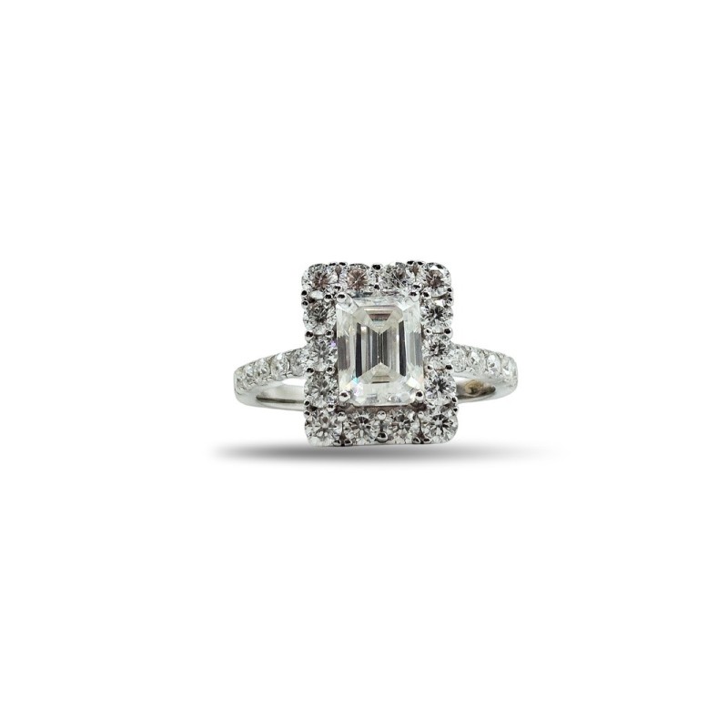 ANELLO TAGLIO SMERALDO IN ARG. E MOISSANITE 2,00KT MOD. 78835 [1f593a31]