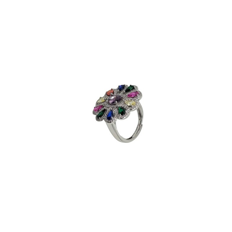 AN.FIORE CON ZIRCONI COLORATI REGOLABILE MOD. AN76476 [7d898cbb]