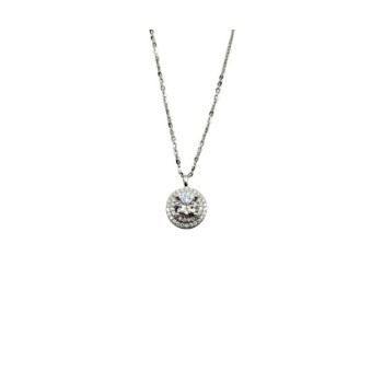 COLLANA CON TONDO PAVE' IN ARGENTO E MOISSANITE 1,00 KT MOD. 78923 [5e25aa8e]