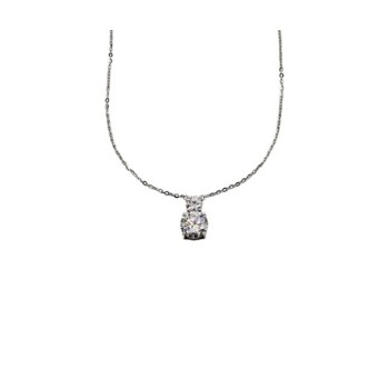 COLLANA PUNTO LUCE DOPPIO IN ARGENTO E MOISSANITE 2,0 KT MOD. 78924 [cb62a18b]
