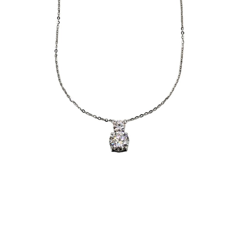 COLLANA PUNTO LUCE DOPPIO IN ARGENTO E MOISSANITE 2,0 KT MOD. 78924 [cb62a18b]