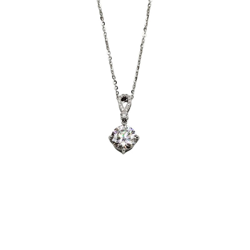 COLLANA PUNTO LUCE 4 GRIFFE IN ARGENTO E MOISSANITE 2,00 KT MOD. 78925 [4cce798a]
