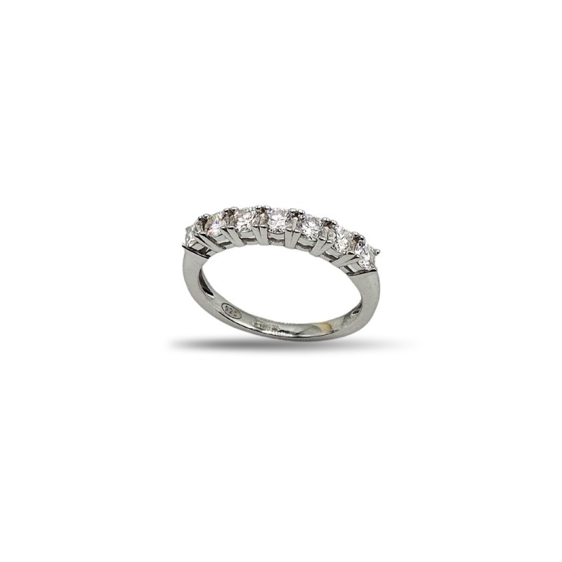 ANELLO VERETTA 7 PIETRE IN ARG. E MOISSANITE 0,70KT MOD. 79008 [b30aca1c]