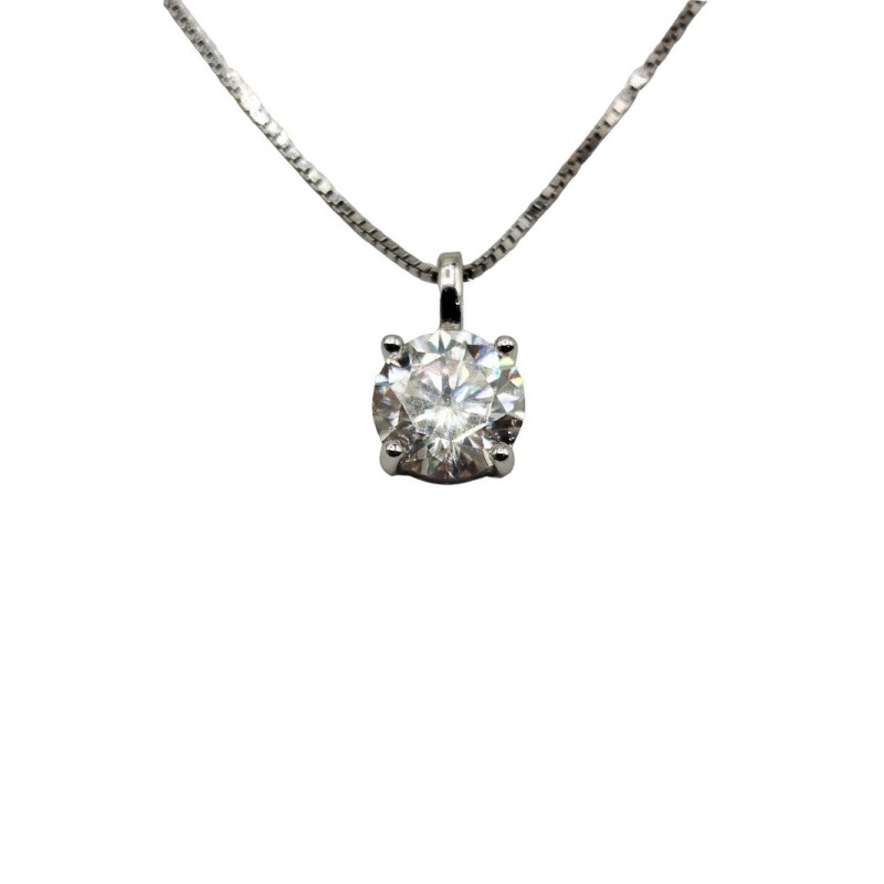 COLLANA PUNTO LUCE 4 GRIFFE IN ARGENTO E MOISSANITE 1,00 KT MOD. 79243 [6be393cf]
