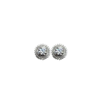 ORECCHINI TONDO CON PAVE' IN ARGENTO E MOISSANITE  2,98 KT MOD. 79245 [790840cb]